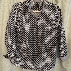 Talbots Black and White Patterned Blouse